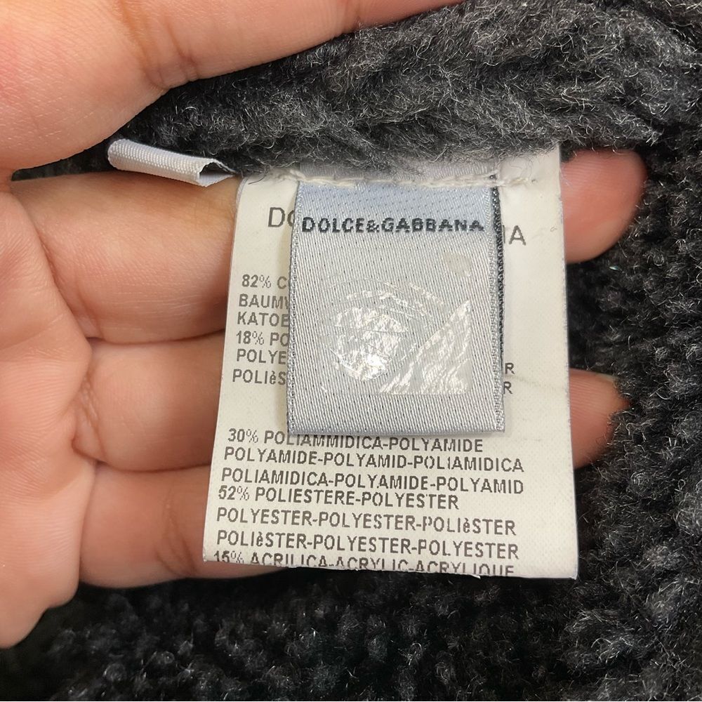Vintage Dolce & Gabbana Men's Black Cotton Sherpa Lined Full Zip Jacket Size L - Picture 15 of 16